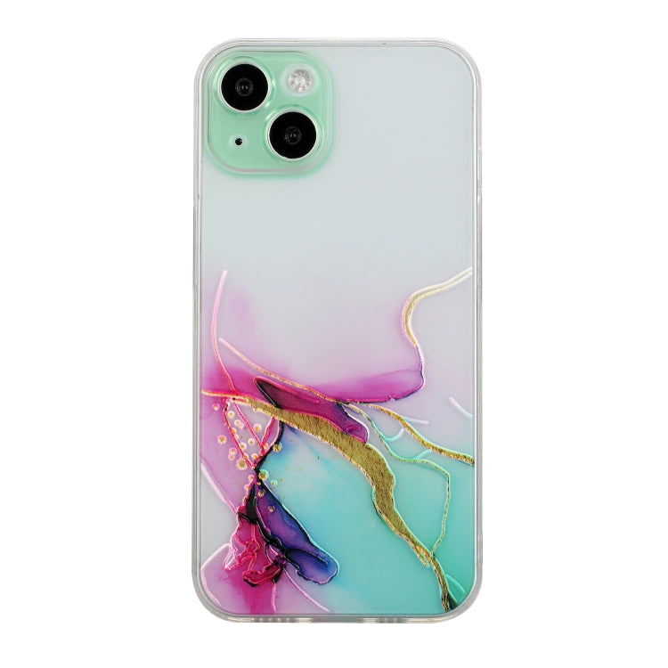 For iPhone 14 Plus Hollow Marble Pattern TPU Straight Edge Fine Hole Protective Case