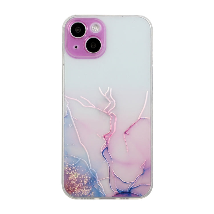 For iPhone 14 Plus Hollow Marble Pattern TPU Straight Edge Fine Hole Protective Case