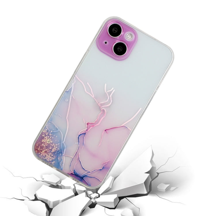 For iPhone 14 Plus Hollow Marble Pattern TPU Straight Edge Fine Hole Protective Case