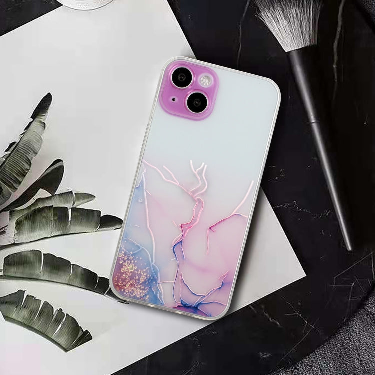For iPhone 14 Plus Hollow Marble Pattern TPU Straight Edge Fine Hole Protective Case