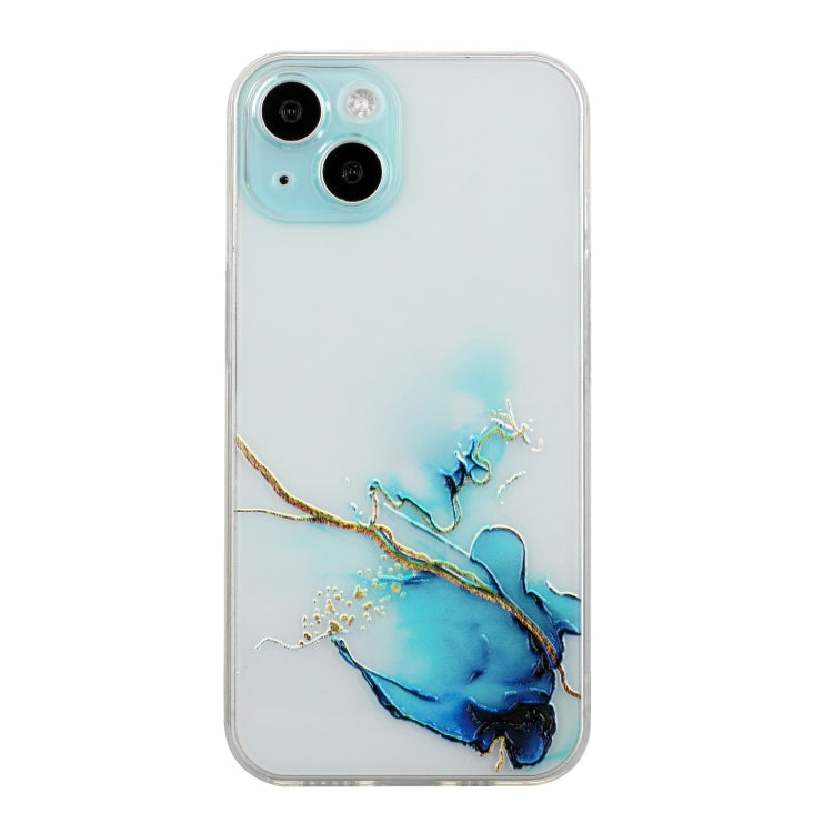 For iPhone 14 Plus Hollow Marble Pattern TPU Straight Edge Fine Hole Protective Case