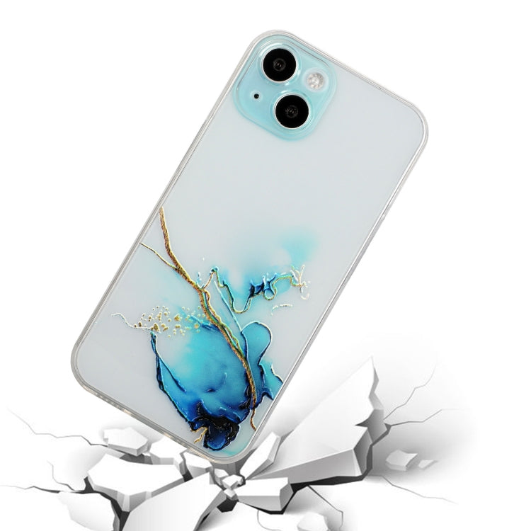 For iPhone 14 Plus Hollow Marble Pattern TPU Straight Edge Fine Hole Protective Case