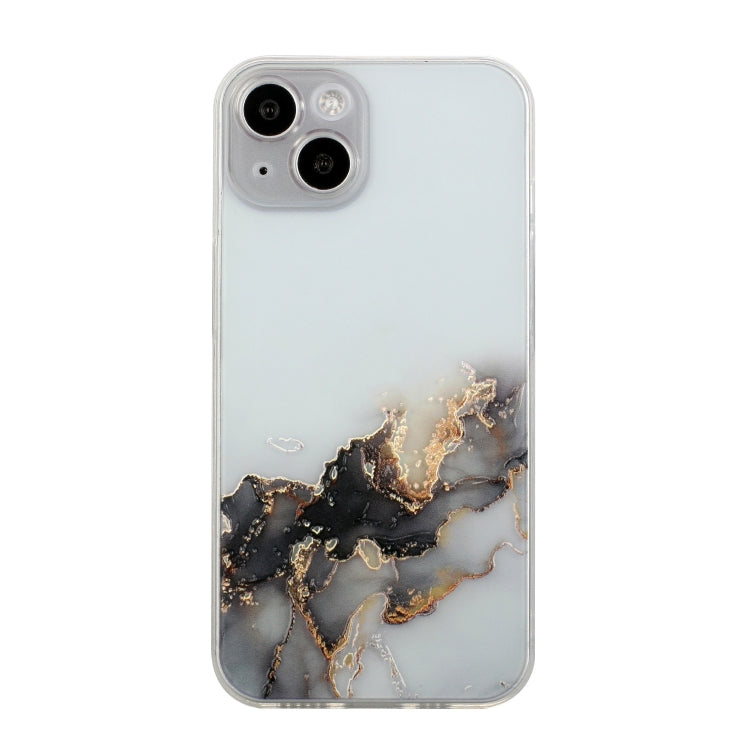 For iPhone 14 Plus Hollow Marble Pattern TPU Straight Edge Fine Hole Protective Case