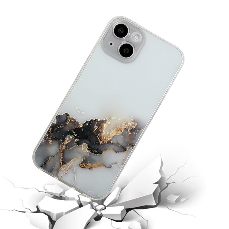 For iPhone 14 Plus Hollow Marble Pattern TPU Straight Edge Fine Hole Protective Case