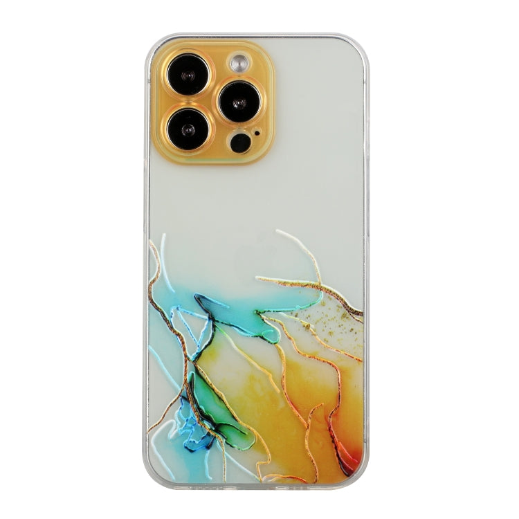 For iPhone 14 Pro Hollow Marble Pattern TPU Straight Edge Fine Hole Protective Case