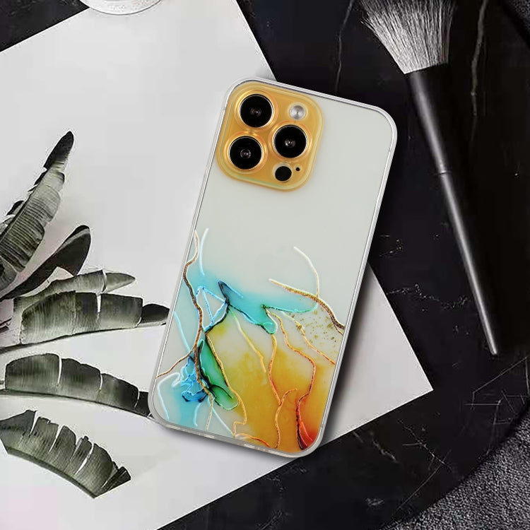 For iPhone 14 Pro Hollow Marble Pattern TPU Straight Edge Fine Hole Protective Case