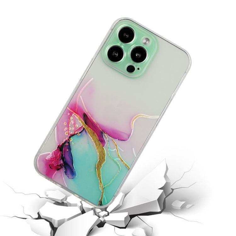 For iPhone 14 Pro Hollow Marble Pattern TPU Straight Edge Fine Hole Protective Case