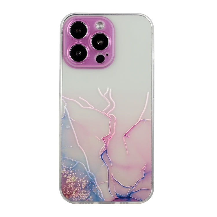 For iPhone 14 Pro Hollow Marble Pattern TPU Straight Edge Fine Hole Protective Case