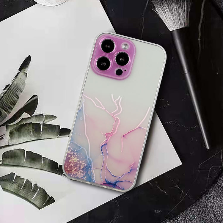 For iPhone 14 Pro Hollow Marble Pattern TPU Straight Edge Fine Hole Protective Case
