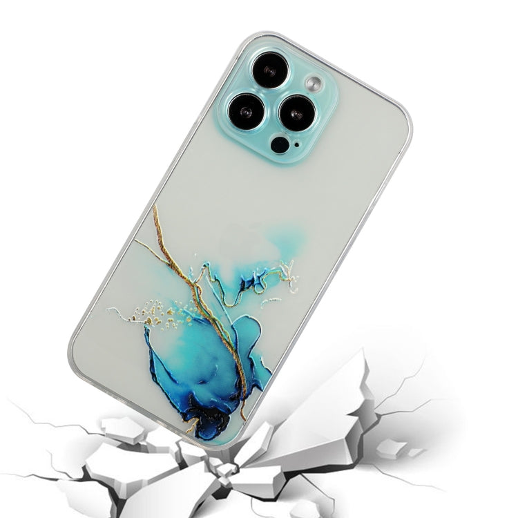 For iPhone 14 Pro Hollow Marble Pattern TPU Straight Edge Fine Hole Protective Case