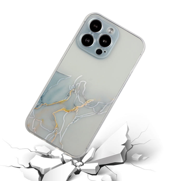 For iPhone 14 Pro Hollow Marble Pattern TPU Straight Edge Fine Hole Protective Case