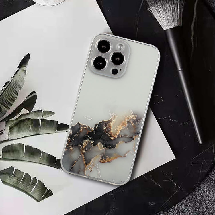 For iPhone 14 Pro Hollow Marble Pattern TPU Straight Edge Fine Hole Protective Case