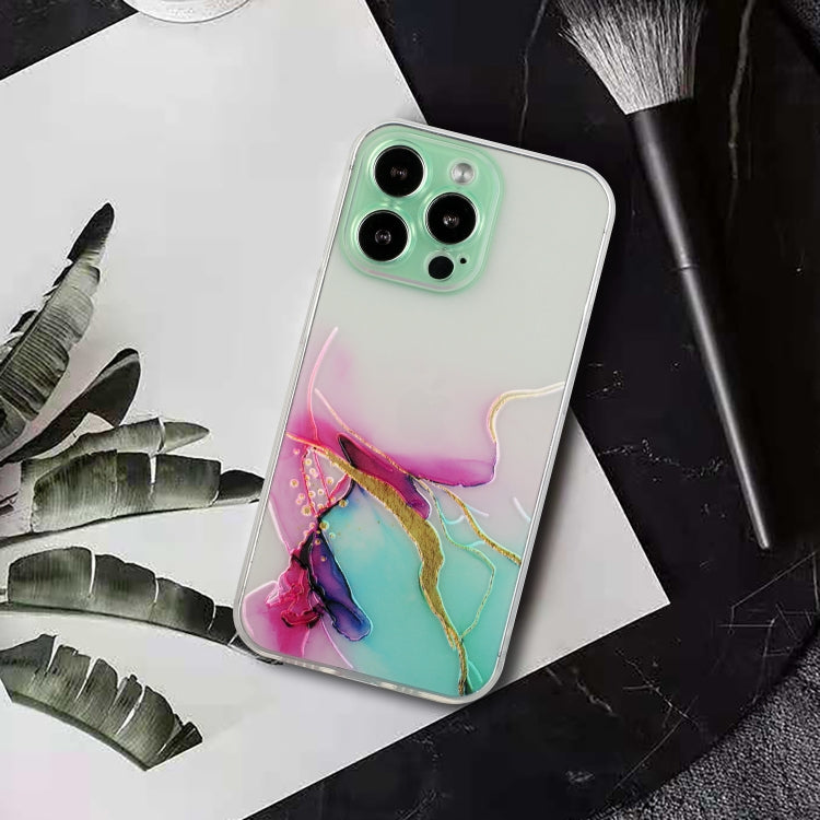 For iPhone 14 Pro Max Hollow Marble Pattern TPU Straight Edge Fine Hole Protective Case Pro Max