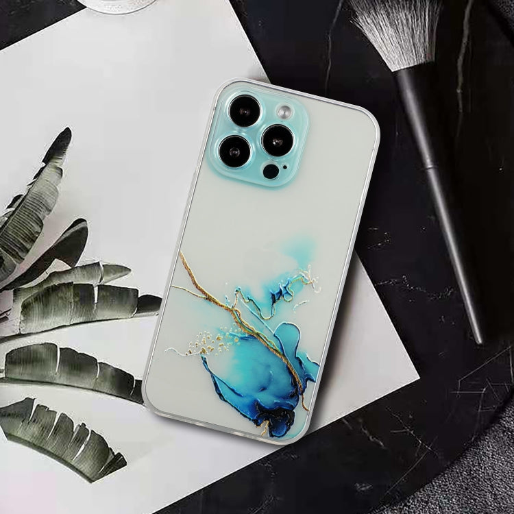 For iPhone 14 Pro Max Hollow Marble Pattern TPU Straight Edge Fine Hole Protective Case Pro Max