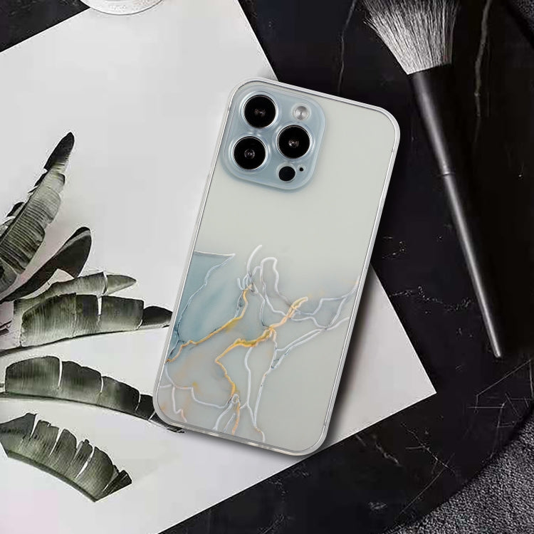For iPhone 14 Pro Max Hollow Marble Pattern TPU Straight Edge Fine Hole Protective Case Pro Max