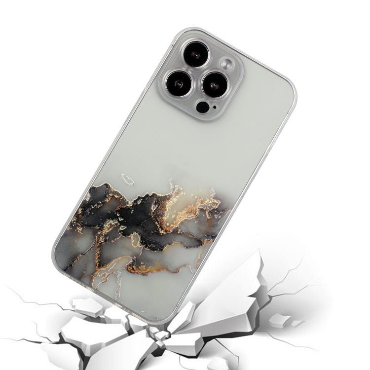 For iPhone 14 Pro Max Hollow Marble Pattern TPU Straight Edge Fine Hole Protective Case Pro Max