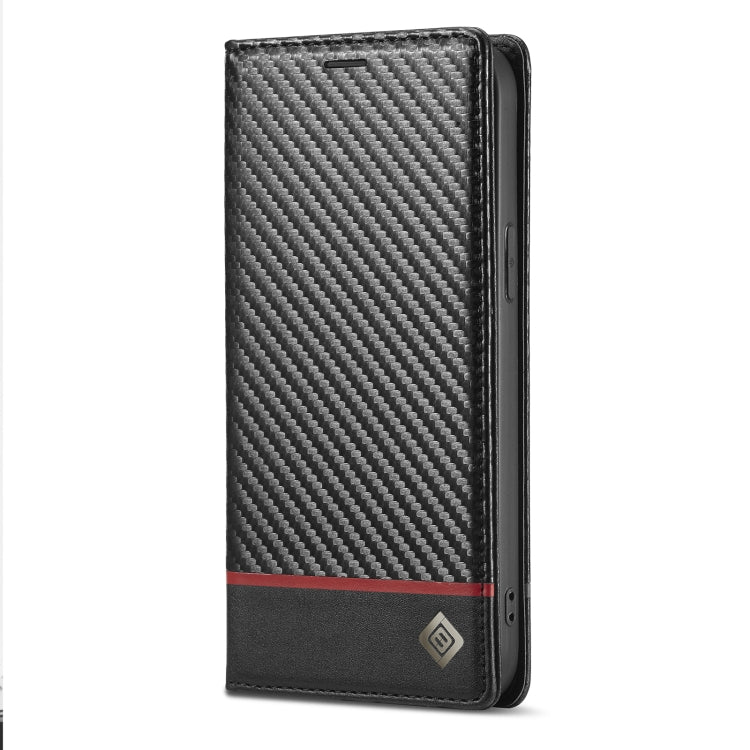 For iPhone 14 LC.IMEEKE Carbon Fiber PU + TPU Leather Case