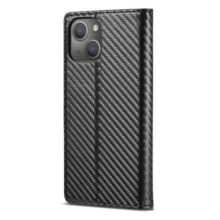 For iPhone 14 Plus LC.IMEEKE Carbon Fiber PU + TPU Leather Case
