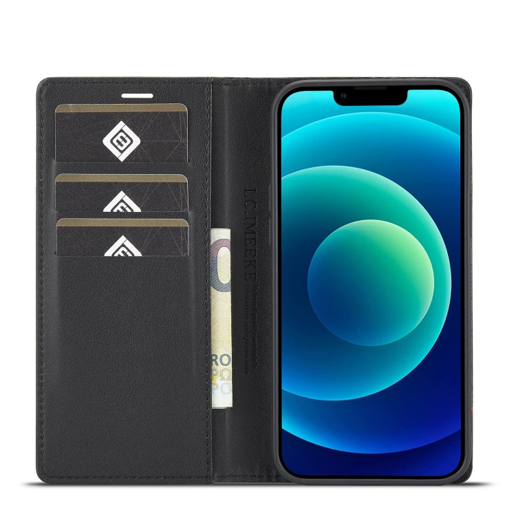 For iPhone 14 Plus LC.IMEEKE Carbon Fiber PU + TPU Leather Case