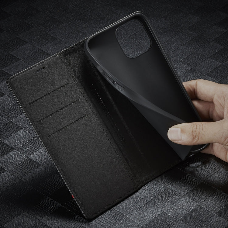 For iPhone 14 Plus LC.IMEEKE Carbon Fiber PU + TPU Leather Case