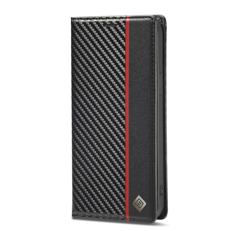 For iPhone 14 Pro Max LC.IMEEKE Carbon Fiber PU + TPU Leather Case