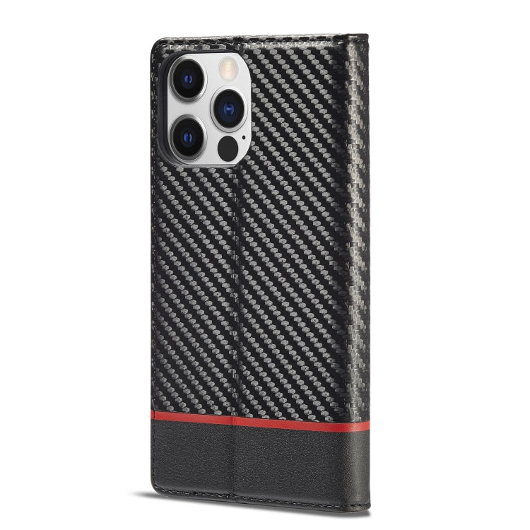 For iPhone 14 Pro Max LC.IMEEKE Carbon Fiber PU + TPU Leather Case