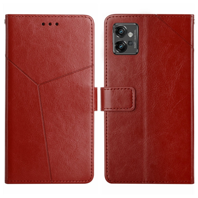 For Motorola Moto G32 HT01 Y-shaped Pattern Flip Leather Phone Case