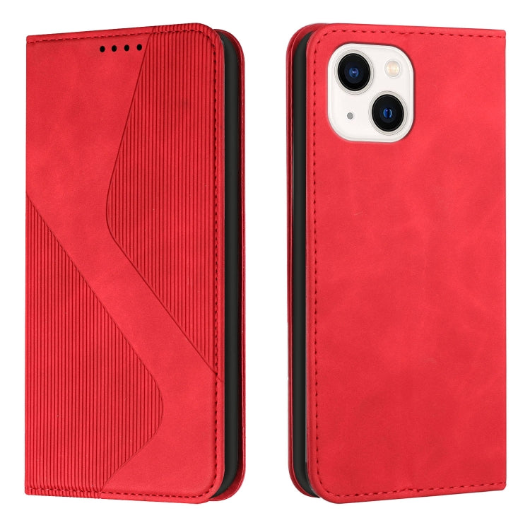 For iPhone 14 Plus Skin Feel Magnetic S-type Solid Color Leather Phone Case