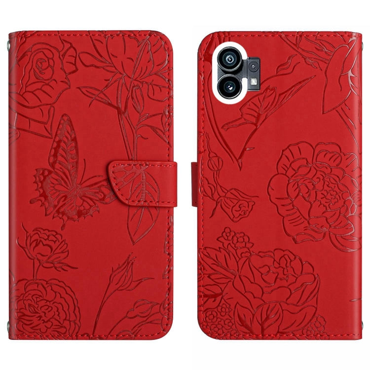 For Nothing Phone 1 HT03 Skin Feel Butterfly Embossed Flip Leather Phone Case