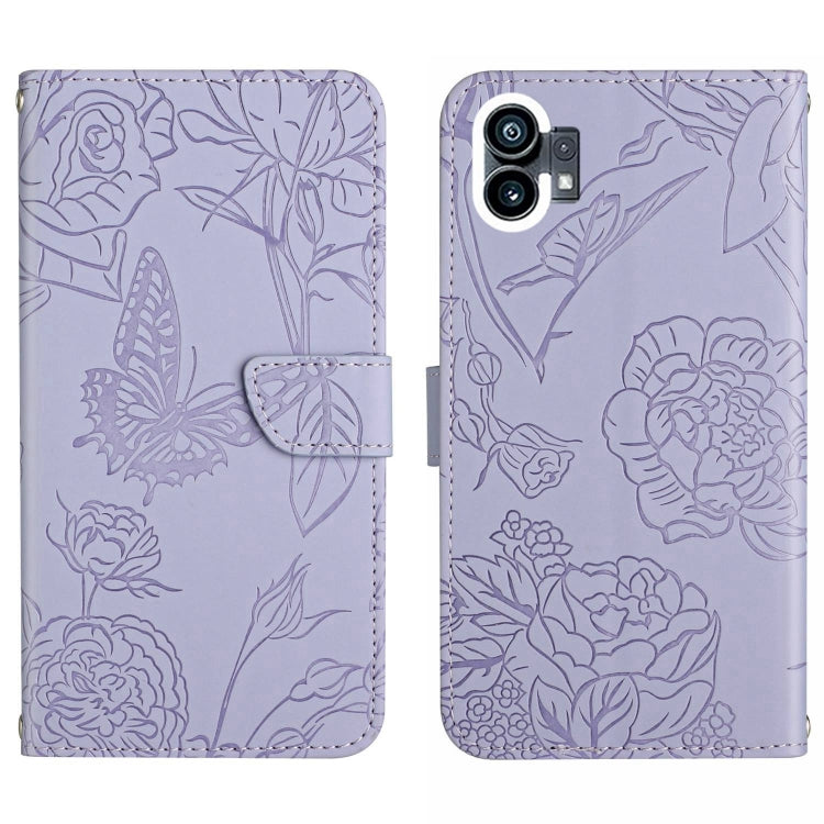 For Nothing Phone 1 HT03 Skin Feel Butterfly Embossed Flip Leather Phone Case