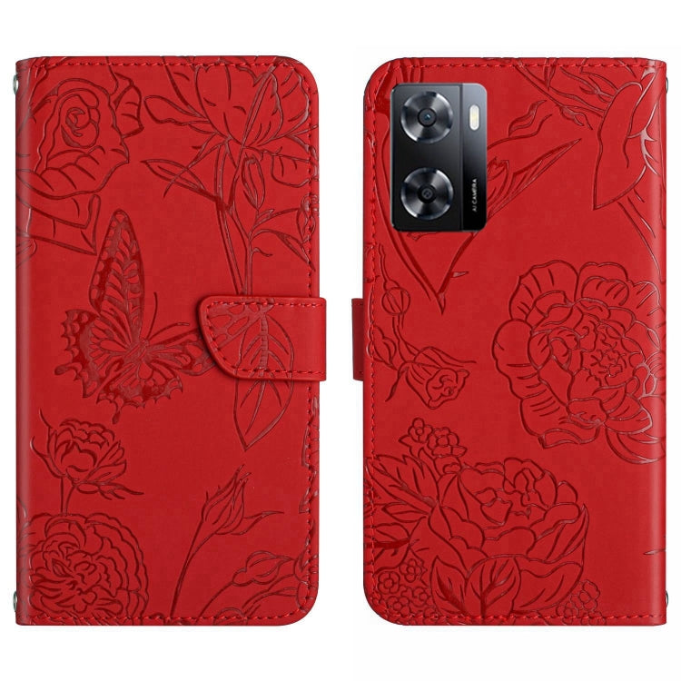 For OPPO A57 4G/A77 4G/Realme Narzo 50 5G/Realme V23 HT03 Skin Feel Butterfly Embossed Flip Leather Phone Case