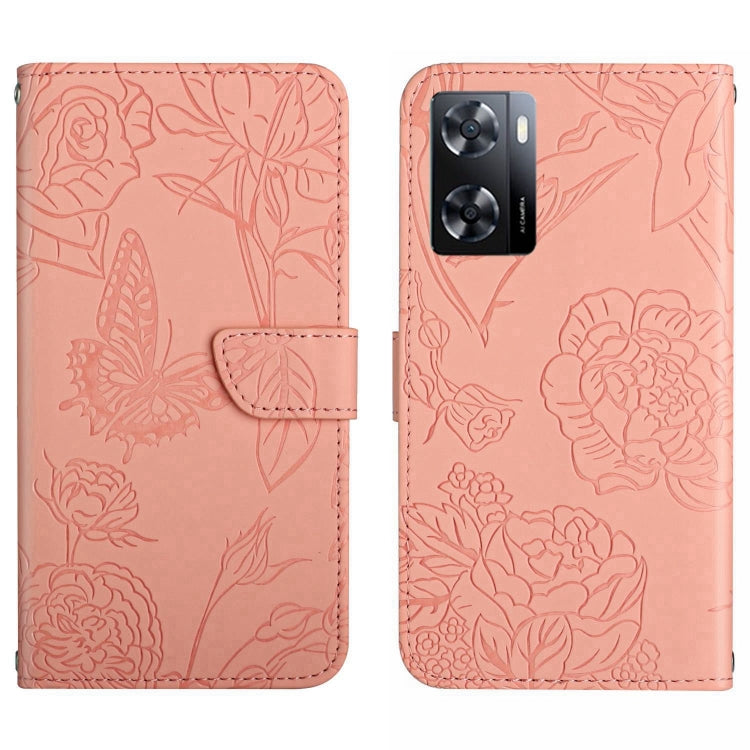 For OPPO A57 4G/A77 4G/Realme Narzo 50 5G/Realme V23 HT03 Skin Feel Butterfly Embossed Flip Leather Phone Case