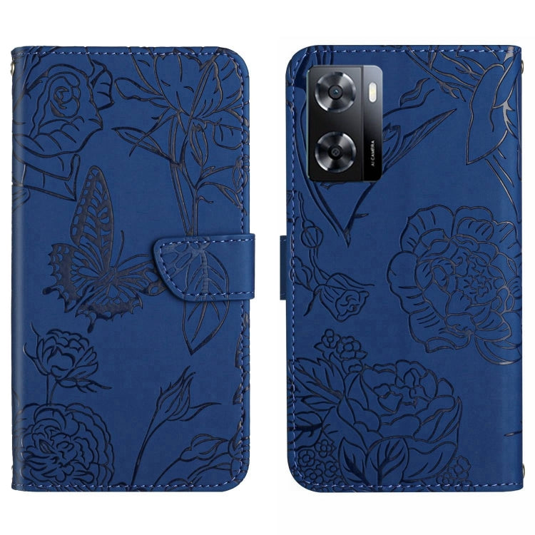 For OPPO A57 4G/A77 4G/Realme Narzo 50 5G/Realme V23 HT03 Skin Feel Butterfly Embossed Flip Leather Phone Case