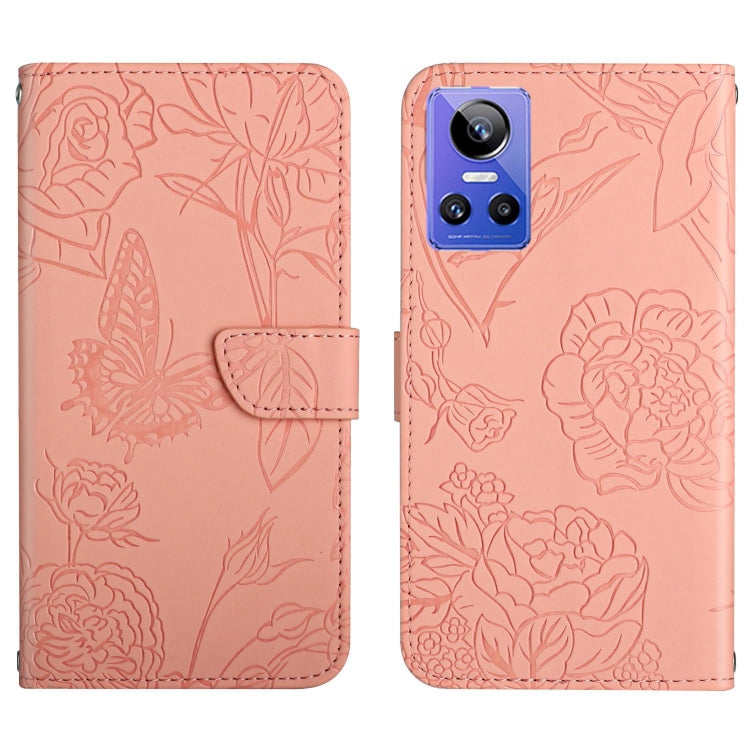 For Realme GT Neo 3 HT03 Skin Feel Butterfly Embossed Flip Leather Phone Case