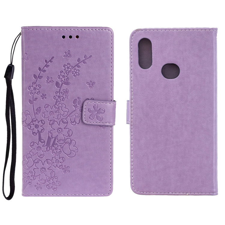 For Galaxy A10S Plum Blossom Pattern Left and Right Flip Leather Case with Bracket & Card Slot & Wallet & Lanyard