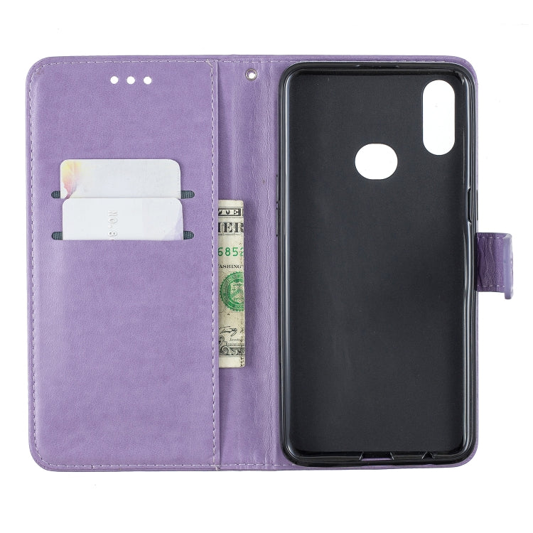 For Galaxy A10S Plum Blossom Pattern Left and Right Flip Leather Case with Bracket & Card Slot & Wallet & Lanyard