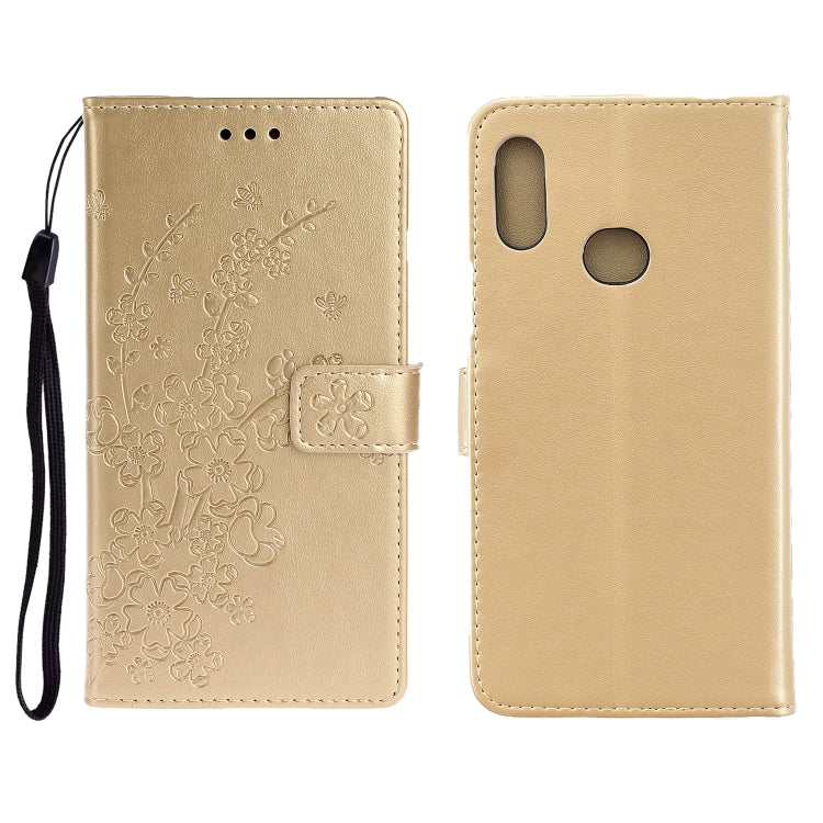 For Galaxy A10S Plum Blossom Pattern Left and Right Flip Leather Case with Bracket & Card Slot & Wallet & Lanyard