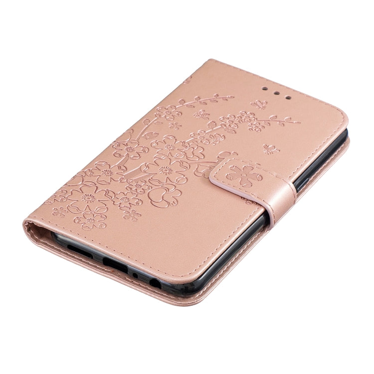 For Galaxy A20S Plum Blossom Pattern Left and Right Flip Leather Case with Bracket & Card Slot & Wallet & Lanyard