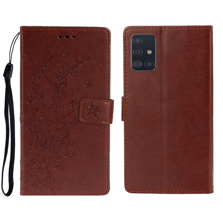 For Galaxy A51 Plum Blossom Pattern Left and Right Flip Leather Case with Bracket & Card Slot & Wallet & Lanyard