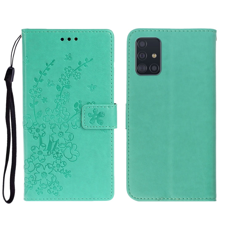For Galaxy A71 Plum Blossom Pattern Left and Right Flip Leather Case with Bracket & Card Slot & Wallet & Lanyard