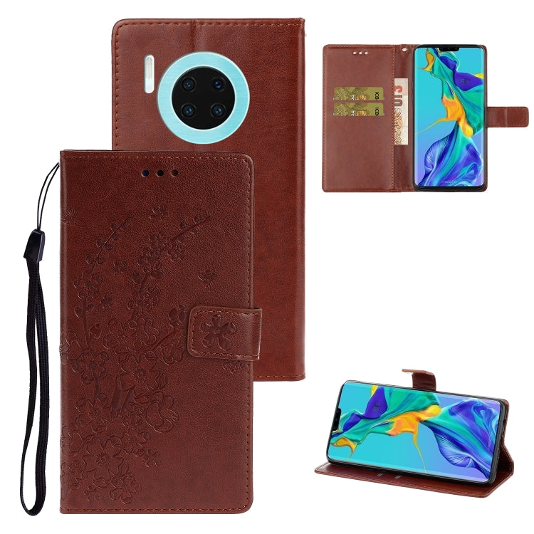 For Huawei Mate 30 Plum Blossom Pattern Left and Right Flip Leather Case with Bracket & Card Slot & Wallet & Lanyard