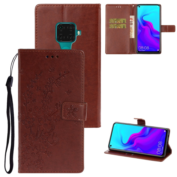 For Huawei Mate 30 Lite Plum Blossom Pattern Left and Right Flip Leather Case with Bracket & Card Slot & Wallet & Lanyard