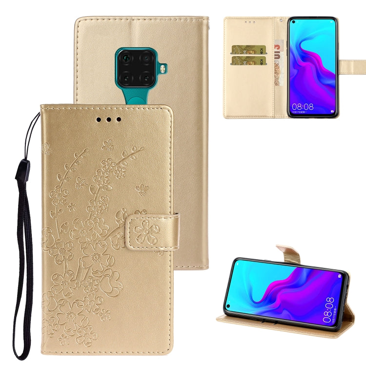 For Huawei Mate 30 Lite Plum Blossom Pattern Left and Right Flip Leather Case with Bracket & Card Slot & Wallet & Lanyard