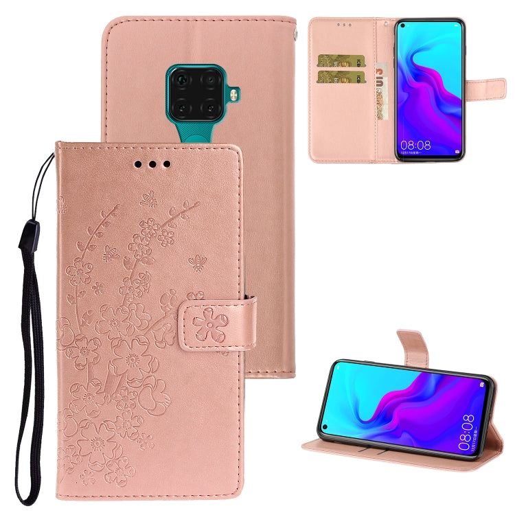 For Huawei Mate 30 Lite Plum Blossom Pattern Left and Right Flip Leather Case with Bracket & Card Slot & Wallet & Lanyard