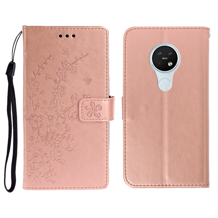 For Nokia 7.2 Plum Blossom Pattern Left and Right Flip Leather Case with Bracket & Card Slot & Wallet & Lanyard