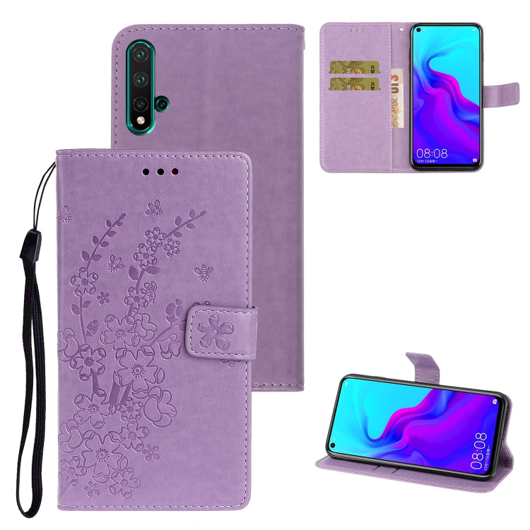 For Huawei Nova 5 Plum Blossom Pattern Left and Right Flip Leather Case with Bracket & Card Slot & Wallet & Lanyard
