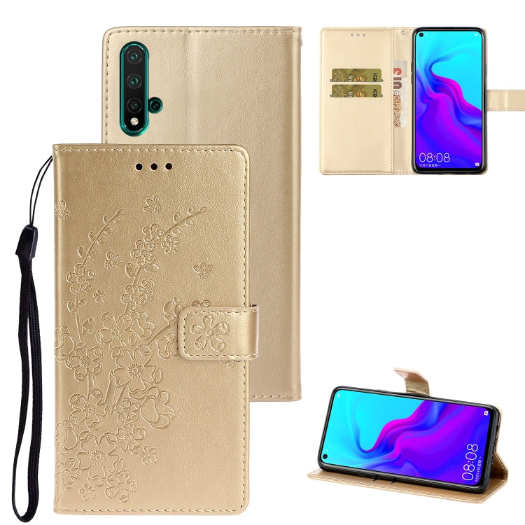 For Huawei Nova 5 Plum Blossom Pattern Left and Right Flip Leather Case with Bracket & Card Slot & Wallet & Lanyard