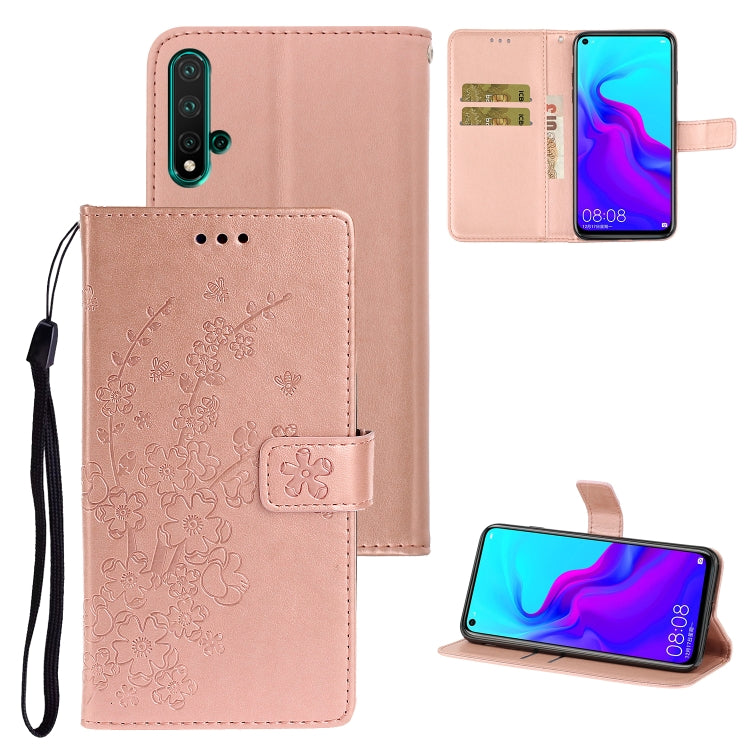 For Huawei Nova 5 Plum Blossom Pattern Left and Right Flip Leather Case with Bracket & Card Slot & Wallet & Lanyard
