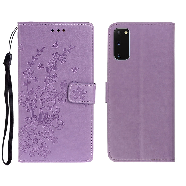 For Galaxy S20 Plum Blossom Pattern Left and Right Flip Leather Case with Bracket & Card Slot & Wallet & Lanyard
