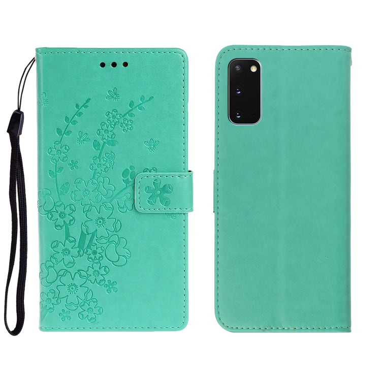 For Galaxy S20 Plum Blossom Pattern Left and Right Flip Leather Case with Bracket & Card Slot & Wallet & Lanyard